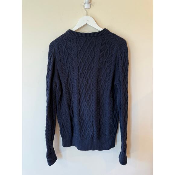 J.Crew Mercantile Long Sleeve Cable Knit Pullover Sweater Blue Women's Medium - Picture 2 of 8